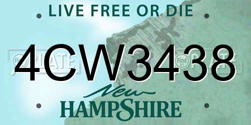 4CW3438 New Hampshire License Plate