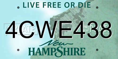 4CWE438 New Hampshire License Plate