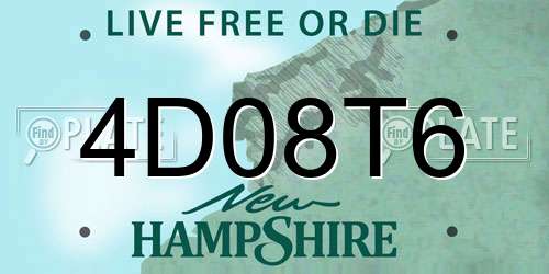 4D08T6 New Hampshire License Plate