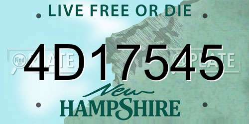 4D17545 New Hampshire License Plate