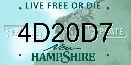 4D20D7 New Hampshire License Plate