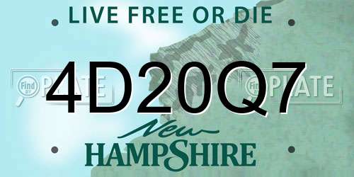 4D20Q7 New Hampshire License Plate