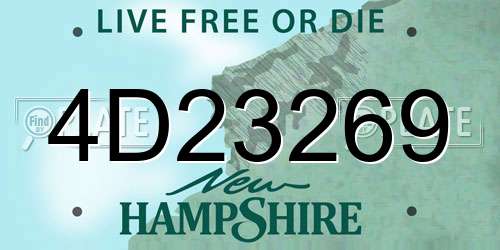 4D23269 New Hampshire License Plate