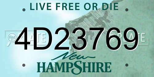 4D23769 New Hampshire License Plate
