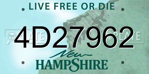 4D27962 New Hampshire License Plate