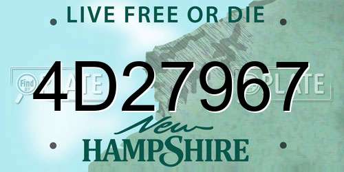 4D27967 New Hampshire License Plate