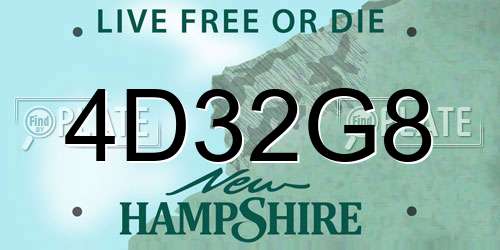 4D32G8 New Hampshire License Plate