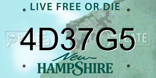 4D37G5 New Hampshire License Plate