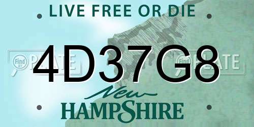 4D37G8 New Hampshire License Plate