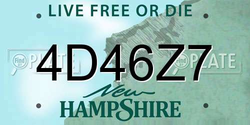 4D46Z7 New Hampshire License Plate
