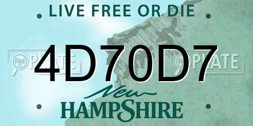 4D70D7 New Hampshire License Plate