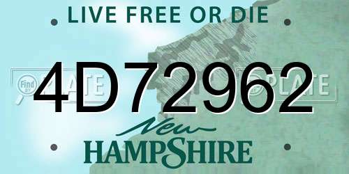 4D72962 New Hampshire License Plate