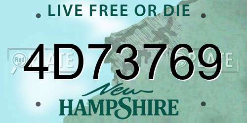 4D73769 New Hampshire License Plate