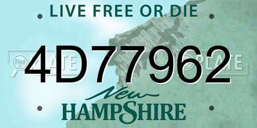 4D77962 New Hampshire License Plate