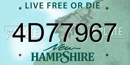 4D77967 New Hampshire License Plate