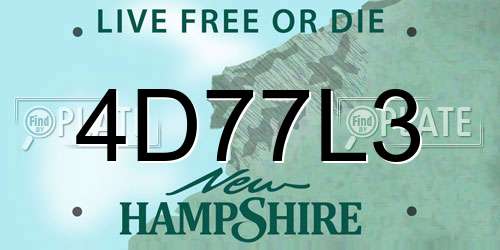 4D77L3 New Hampshire License Plate