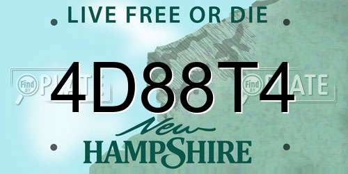 4D88T4 New Hampshire License Plate