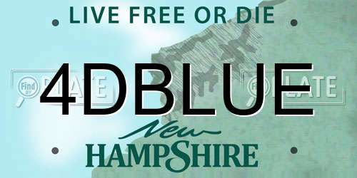 4DBLUE New Hampshire License Plate