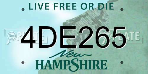 4DE265 New Hampshire License Plate