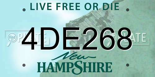 4DE268 New Hampshire License Plate