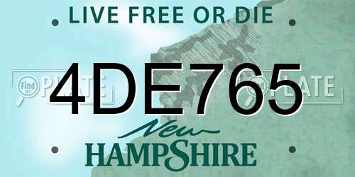 4DE765 New Hampshire License Plate