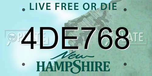 4DE768 New Hampshire License Plate