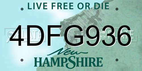 4DFG936 New Hampshire License Plate