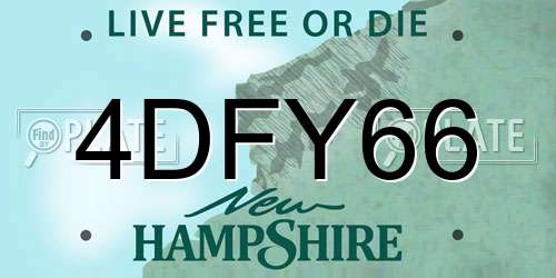 4DFY66 New Hampshire License Plate
