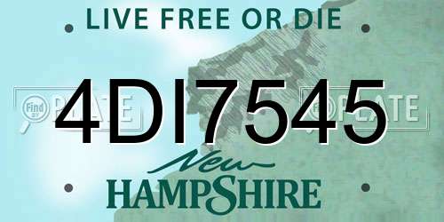4DI7545 New Hampshire License Plate