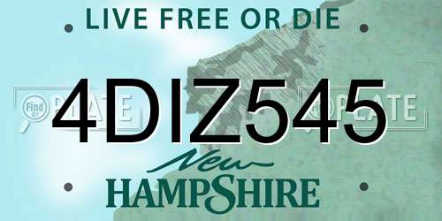 4DIZ545 New Hampshire License Plate