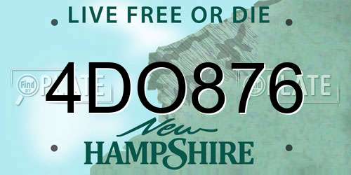 4DO876 New Hampshire License Plate