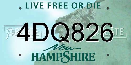 4DQ826 New Hampshire License Plate