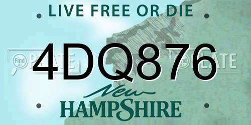 4DQ876 New Hampshire License Plate