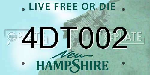 4DT002 New Hampshire License Plate