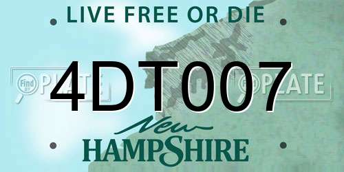 4DT007 New Hampshire License Plate