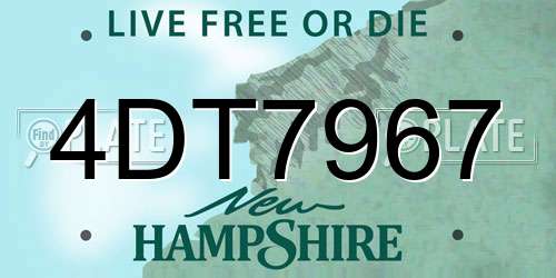 4DT7967 New Hampshire License Plate