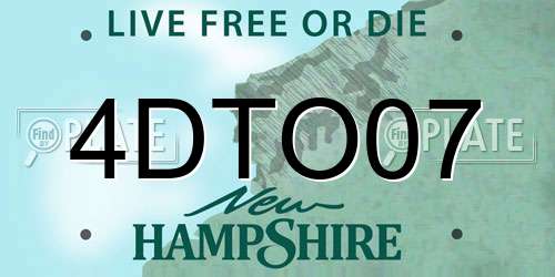 4DTO07 New Hampshire License Plate
