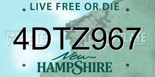 4DTZ967 New Hampshire License Plate