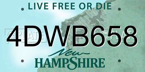 4DWB658 New Hampshire License Plate