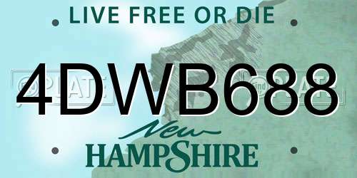 4DWB688 New Hampshire License Plate