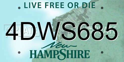 4DWS685 New Hampshire License Plate
