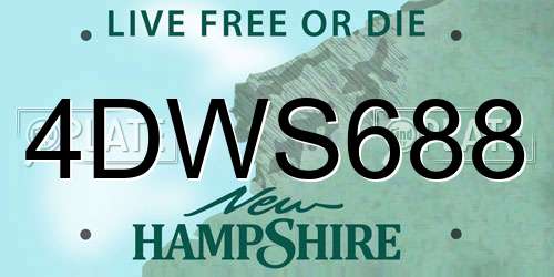 4DWS688 New Hampshire License Plate