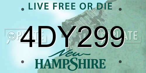 4DY299 New Hampshire License Plate