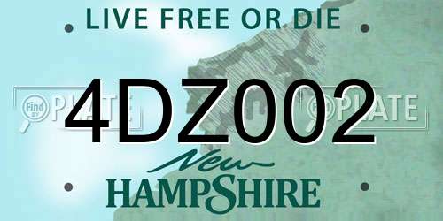 4DZ002 New Hampshire License Plate