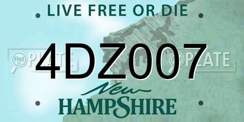 4DZ007 New Hampshire License Plate