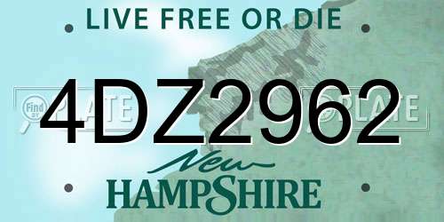 4DZ2962 New Hampshire License Plate