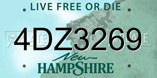 4DZ3269 New Hampshire License Plate