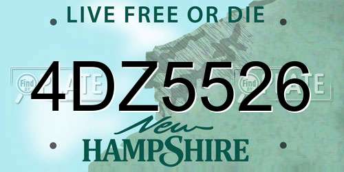 4DZ5526 New Hampshire License Plate