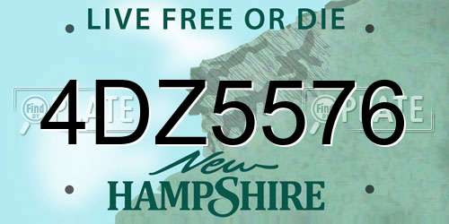 4DZ5576 New Hampshire License Plate