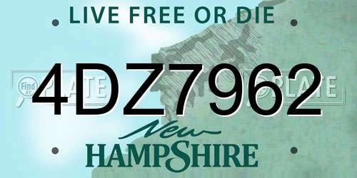 4DZ7962 New Hampshire License Plate